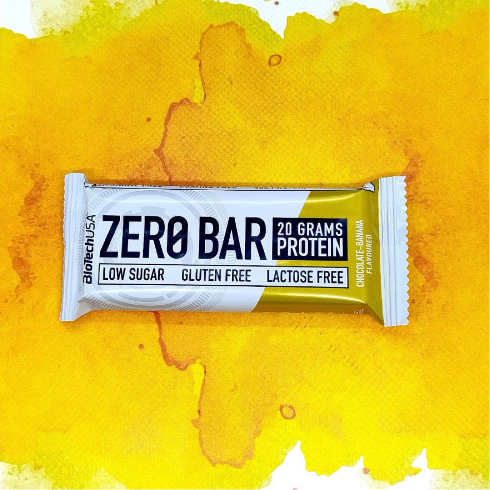 Zero Bar Biotech USA 40% Low Sugar 10 батончиків по 50 грам, Chocolate-Banana (шоколад із бананом)