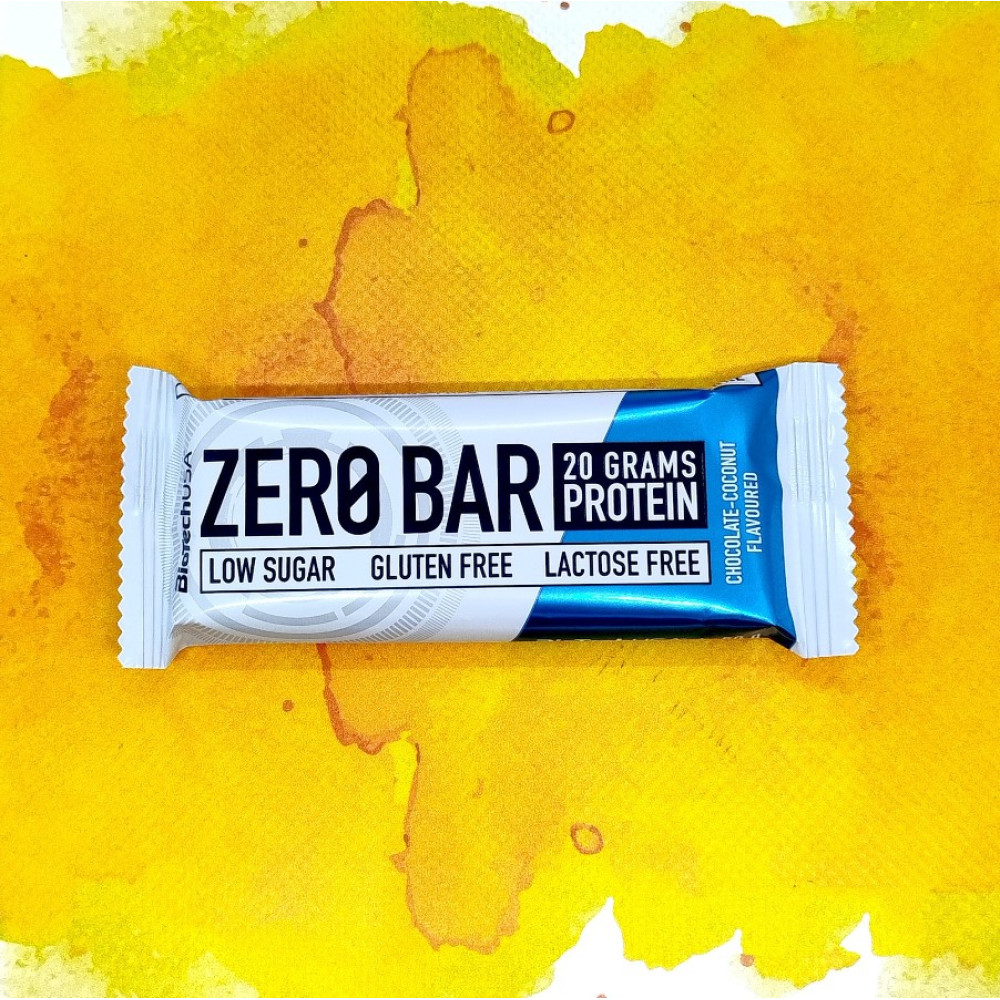 Zero Bar Biotech USA 40% Low Sugar 10 батончиків по 50 грам, Chocolate-Coconut (шоколад-кокосом)