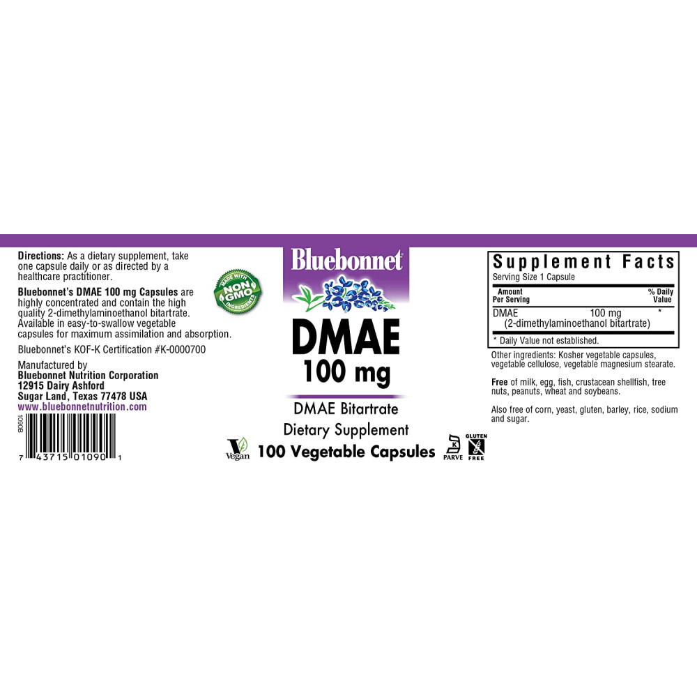 Bluebonnet Nutrition DMAE 100 mg у фосуванні 50 капсул