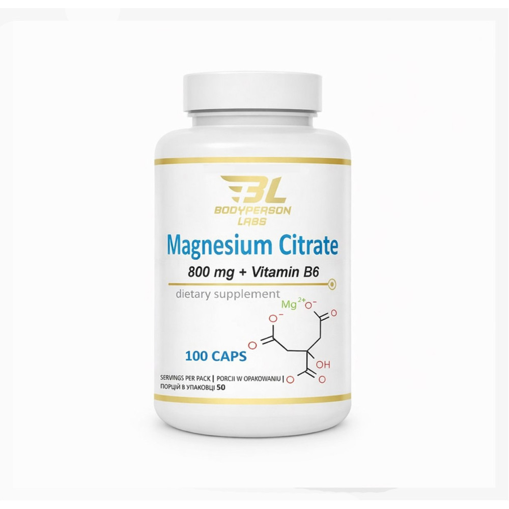 Bodyperson Labs Magnesium Citrate 800 mg + Vitamin B6 100 капсул