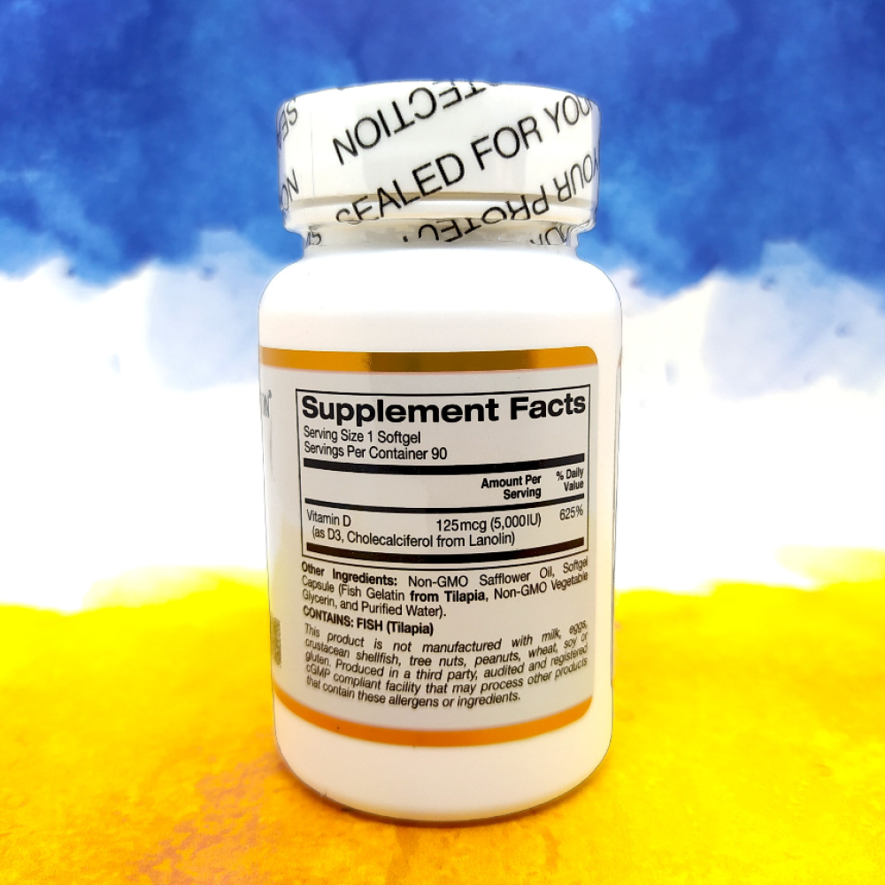 California Gold Nutrition Vitamin D3 125 mcg (5,000 IU) 90 капсул