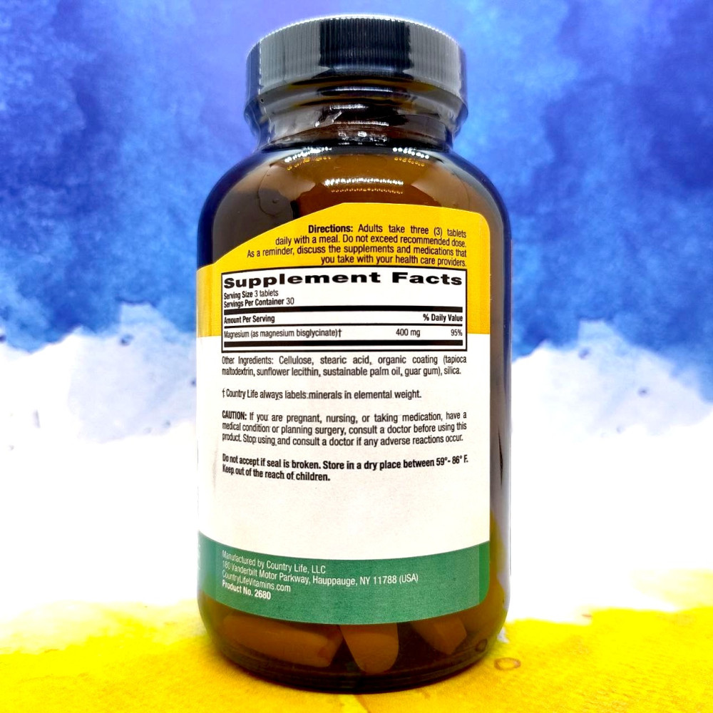 Country Life Chelated Magnesium Glycinate 400 мг 90 таблеток