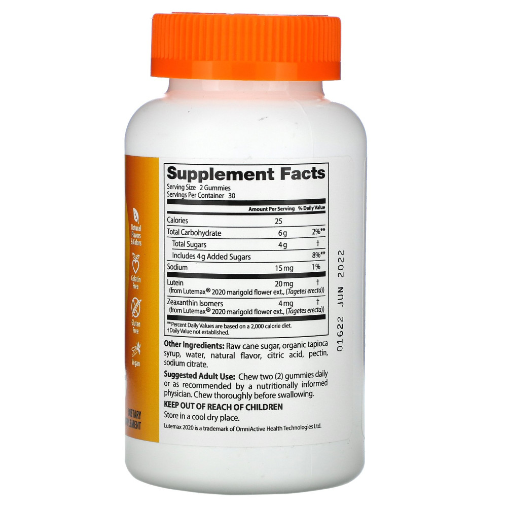 Doctor's BEST Lutein & Zeaxanthin Gummies 60 жувальних мармеладок