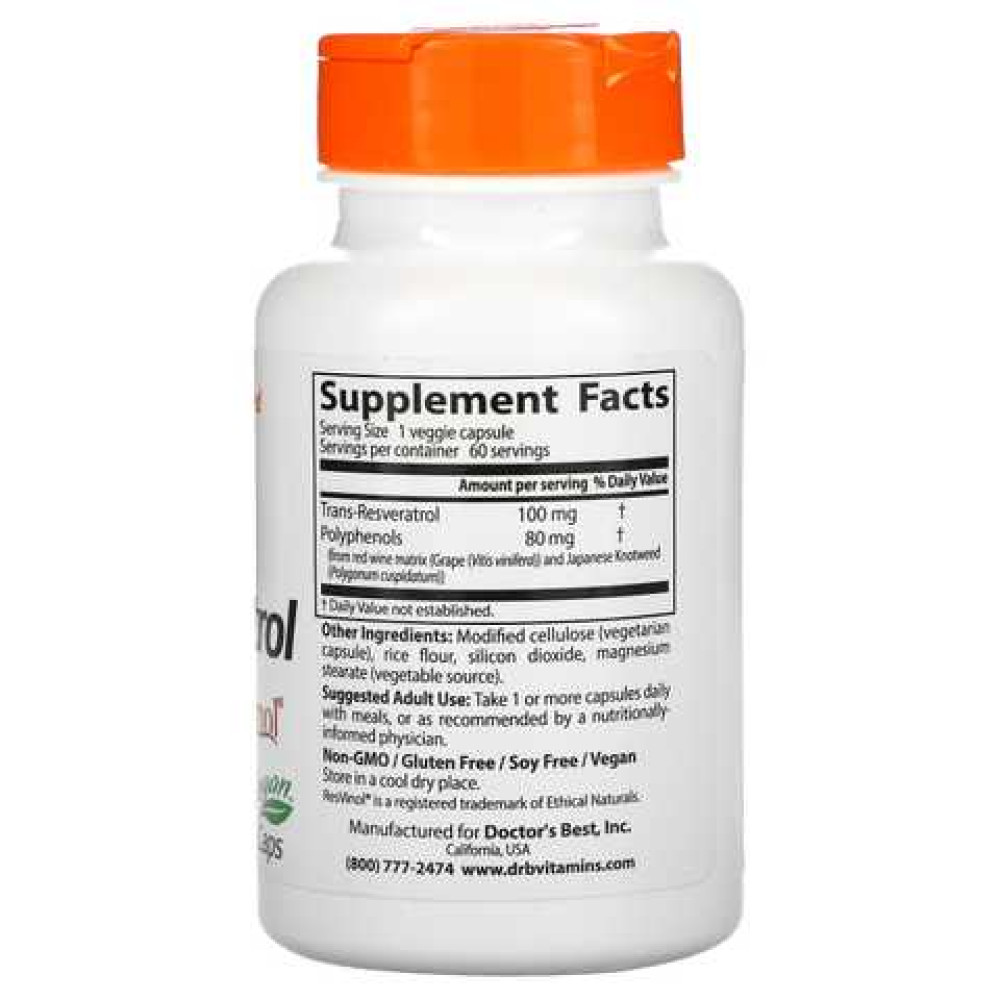 Doctors Best Trans-Resveratrol 60 капсул