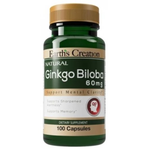 Фото Earths Creation Ginkgo Biloba 60 mg 100 капсул