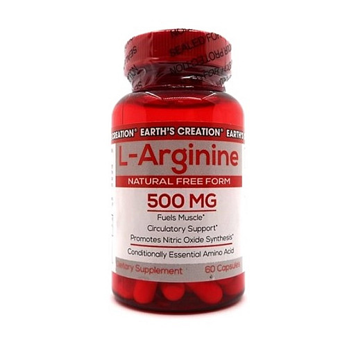 Фото Earths Creation L-Arginine 500 mg 60 капсул