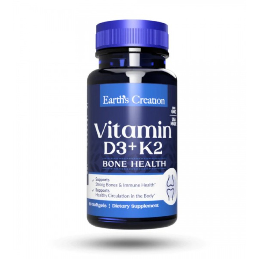 Earths Creation Vitamin D3 + K2 60 капсул