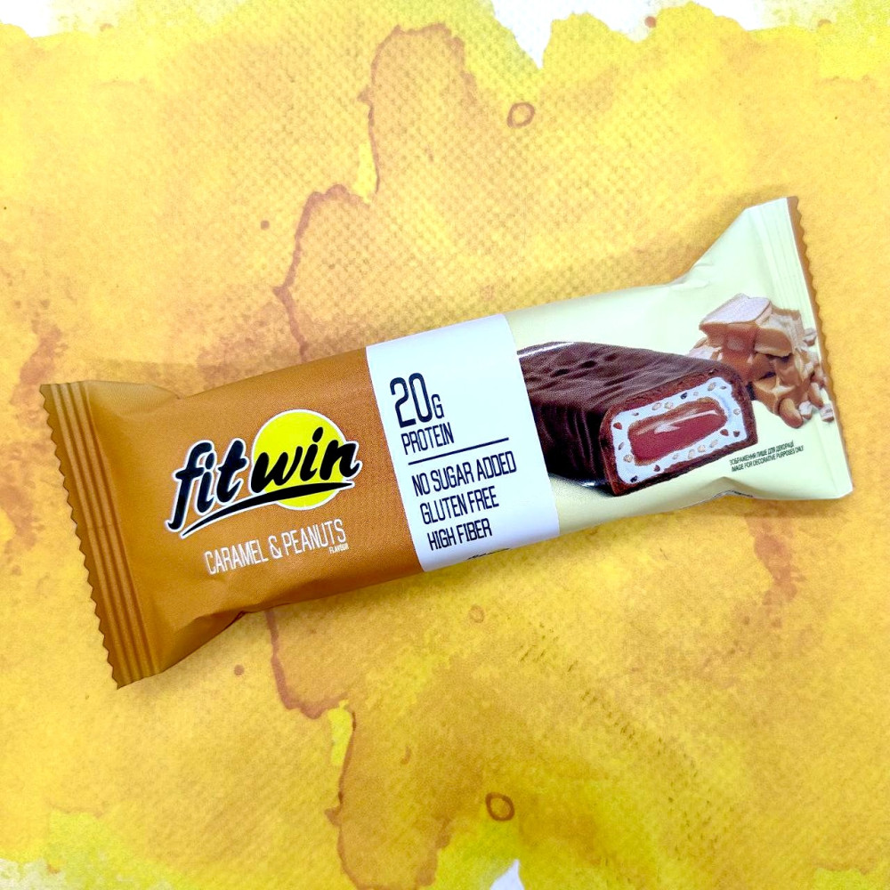 FitWin батончики 20g Protein Bar 12x60 грамм 12 батончиков по 60 грамм, Caramel (карамель)