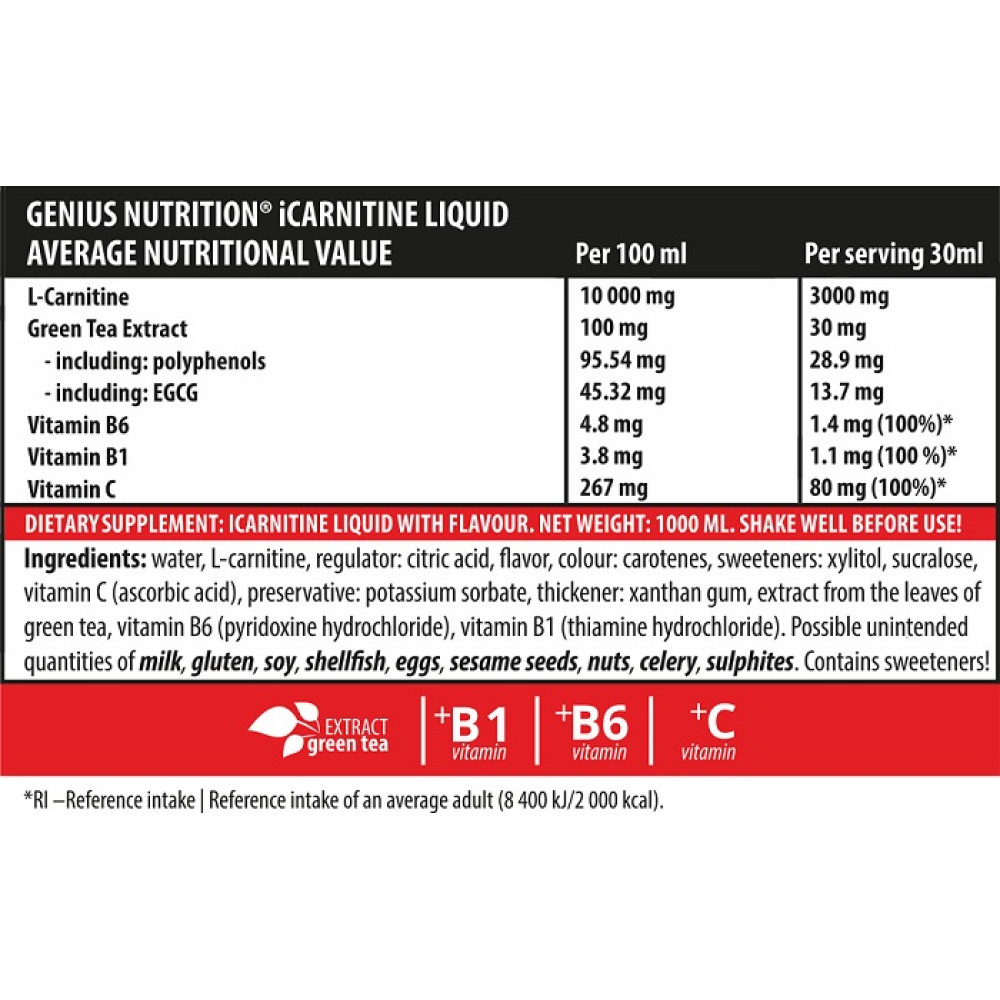 Genius Nutrition iCarnitine Liquid 100000 1 літр