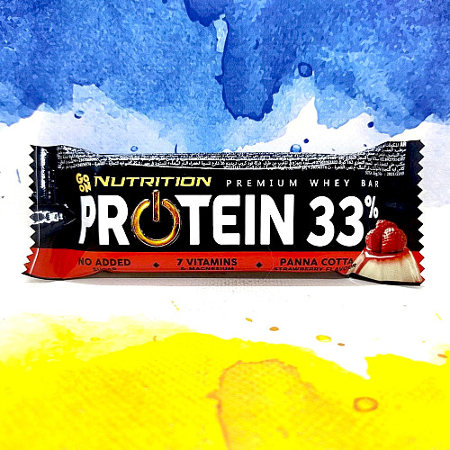 Фото Protein 33 батончик від GoOn Nutrition 10 батончиків по 50 грам, Strawberry (полуниця)