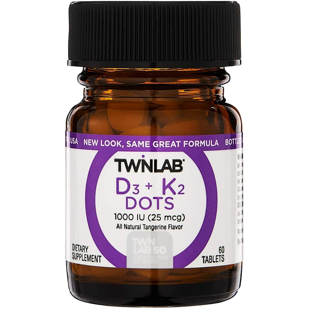 Twinlab D3 Dots + K2 All-Natural Tangerine 1000 IU (25 mcg)