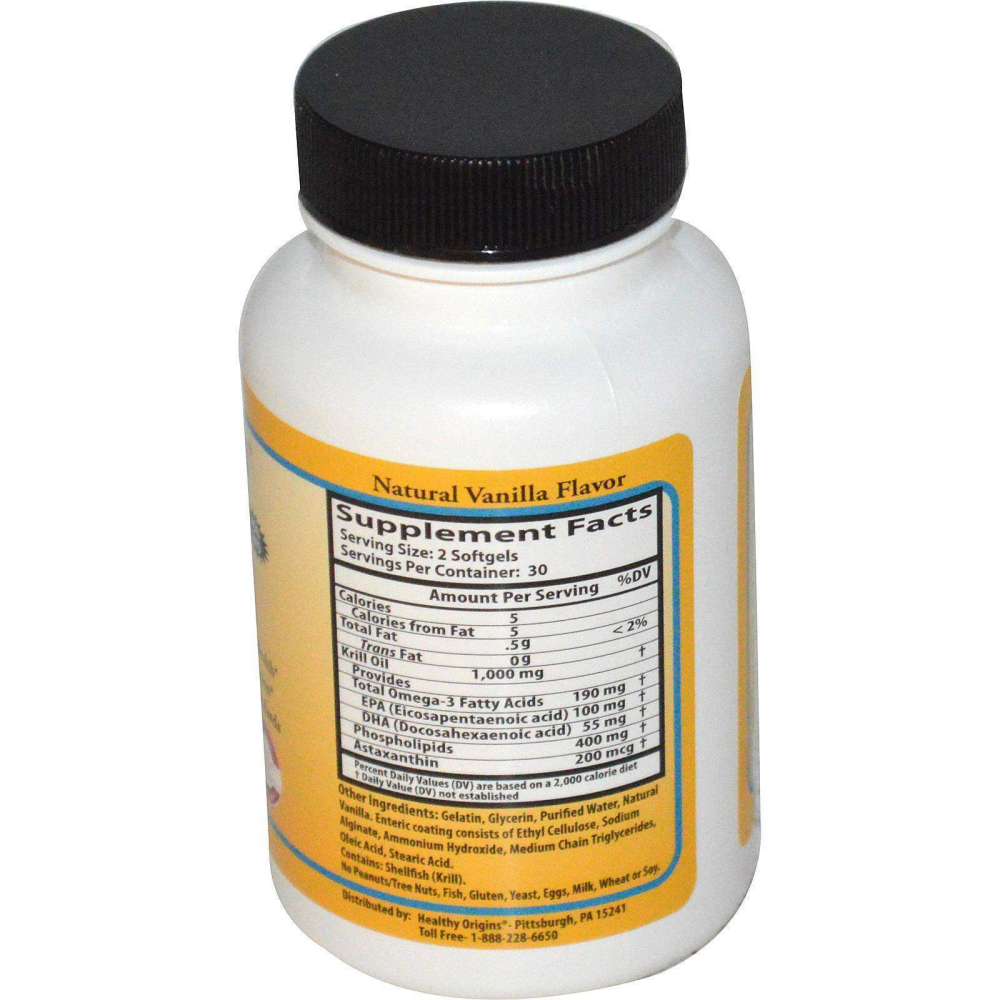 Healthy Origins Krill Oil Natural Vanilla Flavor 500 mg