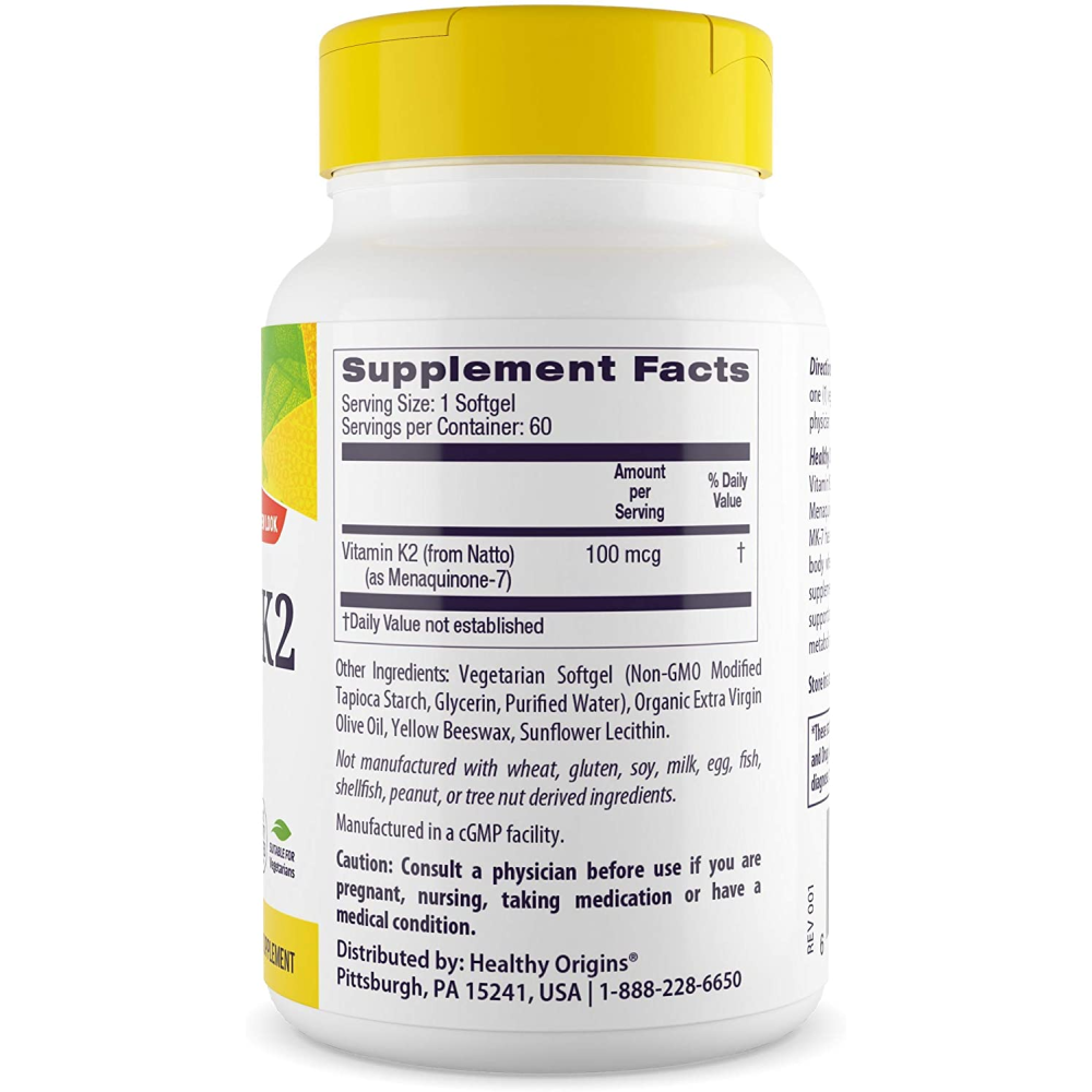 Healthy Origins Vitamin K2 as MK-7 Natural 100 mcg