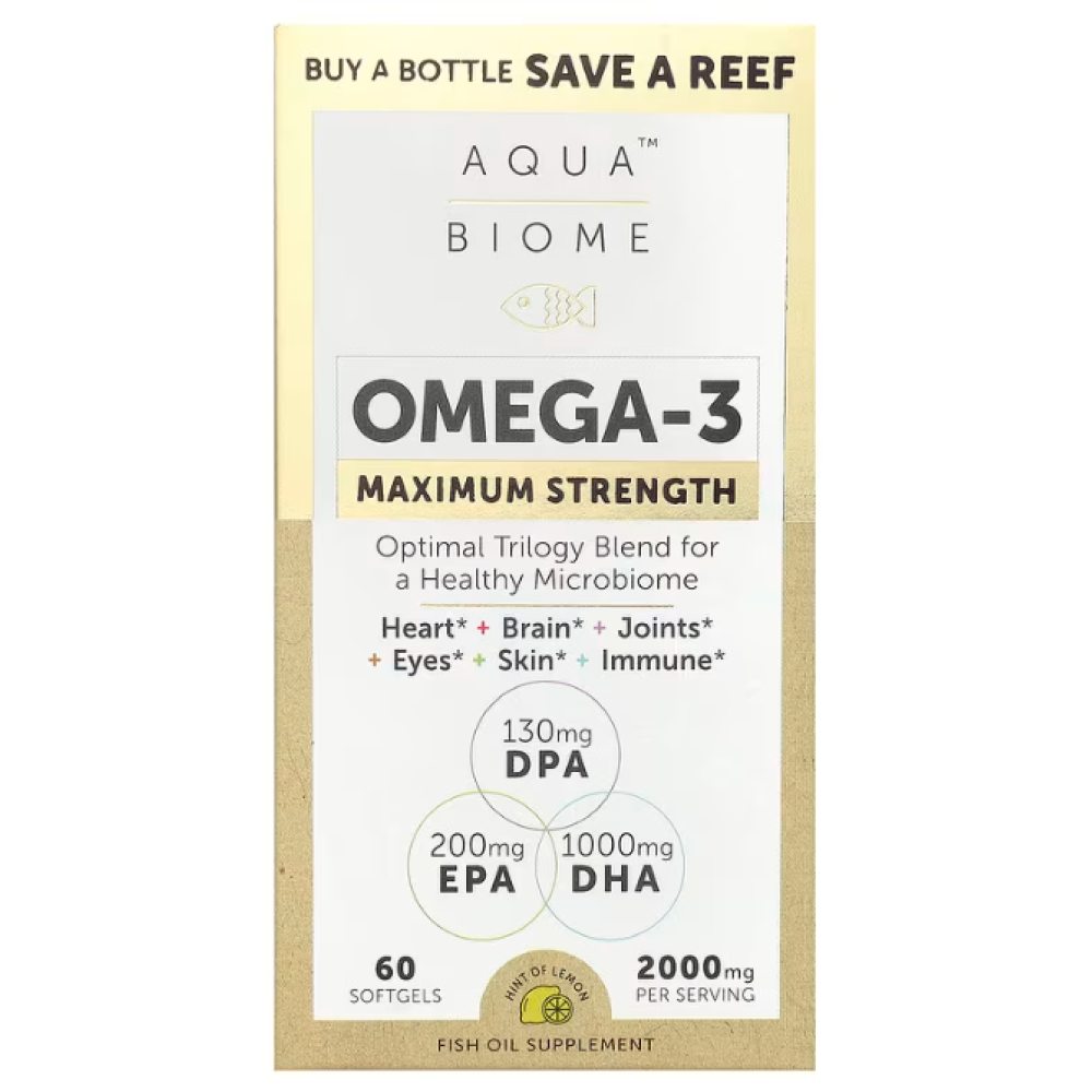 Enzymedica Aqua Biome Omega-3 Maximum Strength Lemon 2000 mg 60 Softgels (1