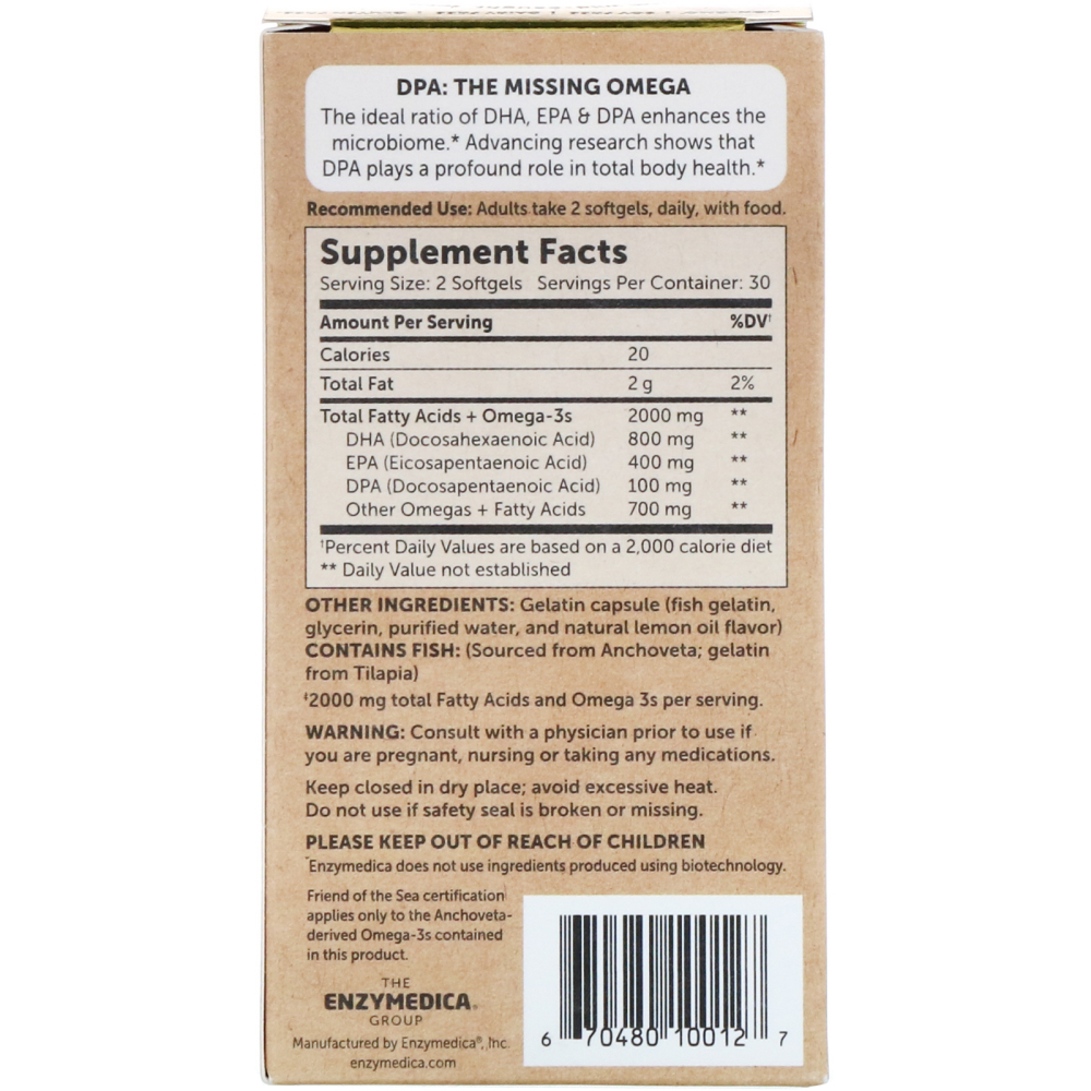 Enzymedica Aqua Biome Omega-3 Maximum Strength Lemon 2000 mg 60 Softgels (1
