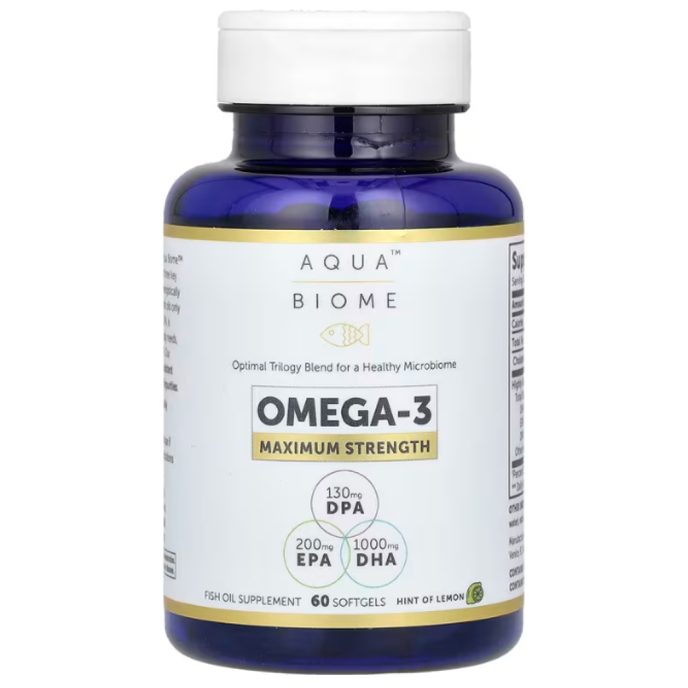 Enzymedica Aqua Biome Omega-3 Maximum Strength Lemon 2000 mg 60 Softgels (1