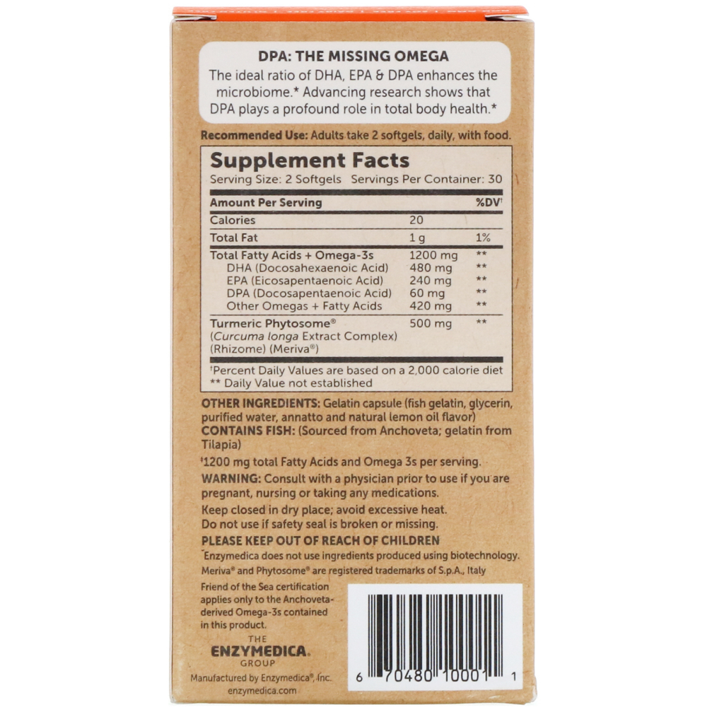 Enzymedica Aqua Biome Fish Oil + Meriva Curcumin Lemon Flavor