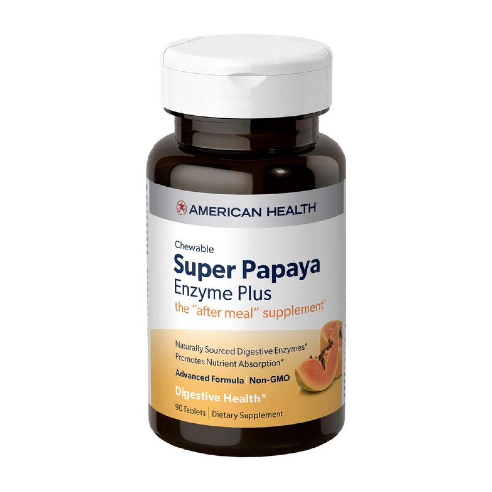 American Health 23104 Super Papaya Enzyme Plus Chewable 90 таблеток