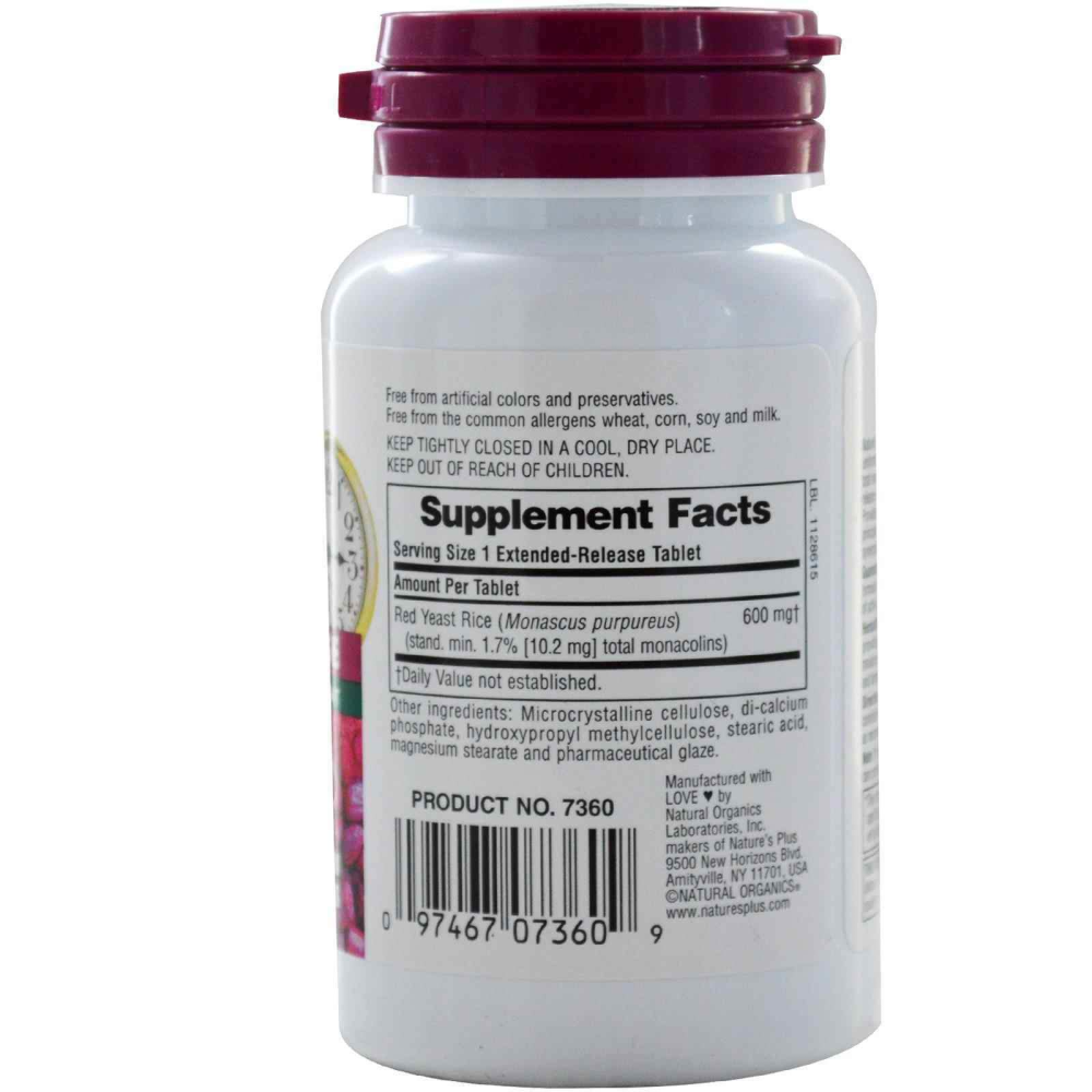 Natures Plus Herbal Actives Red Yeast Rice 600 mg