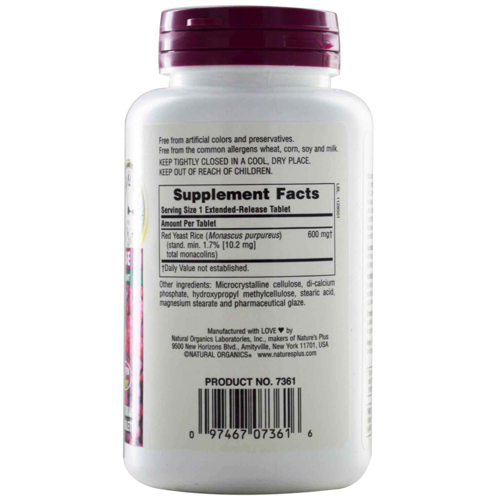 Natures Plus Herbal Actives Red Yeast Rice 600 mg