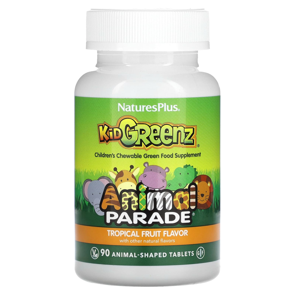 NaturesPlus Animal Parade Kid Greenz Children's Chewable Green F