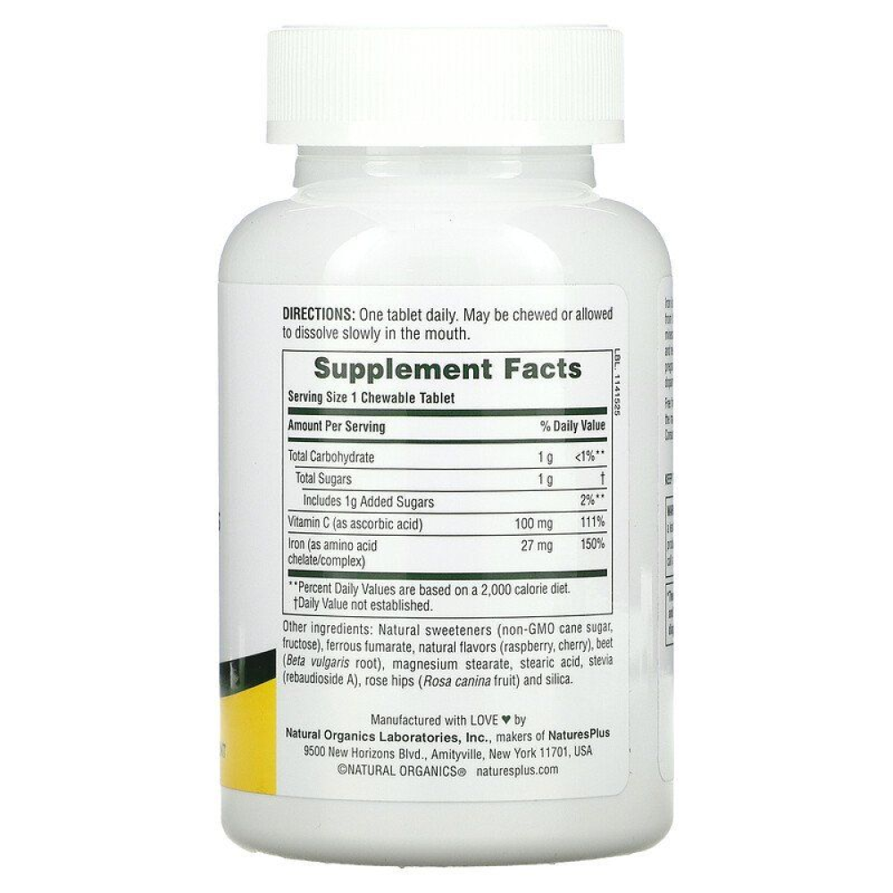 NaturesPlus Chewable Iron with Vitamin C and Herbs