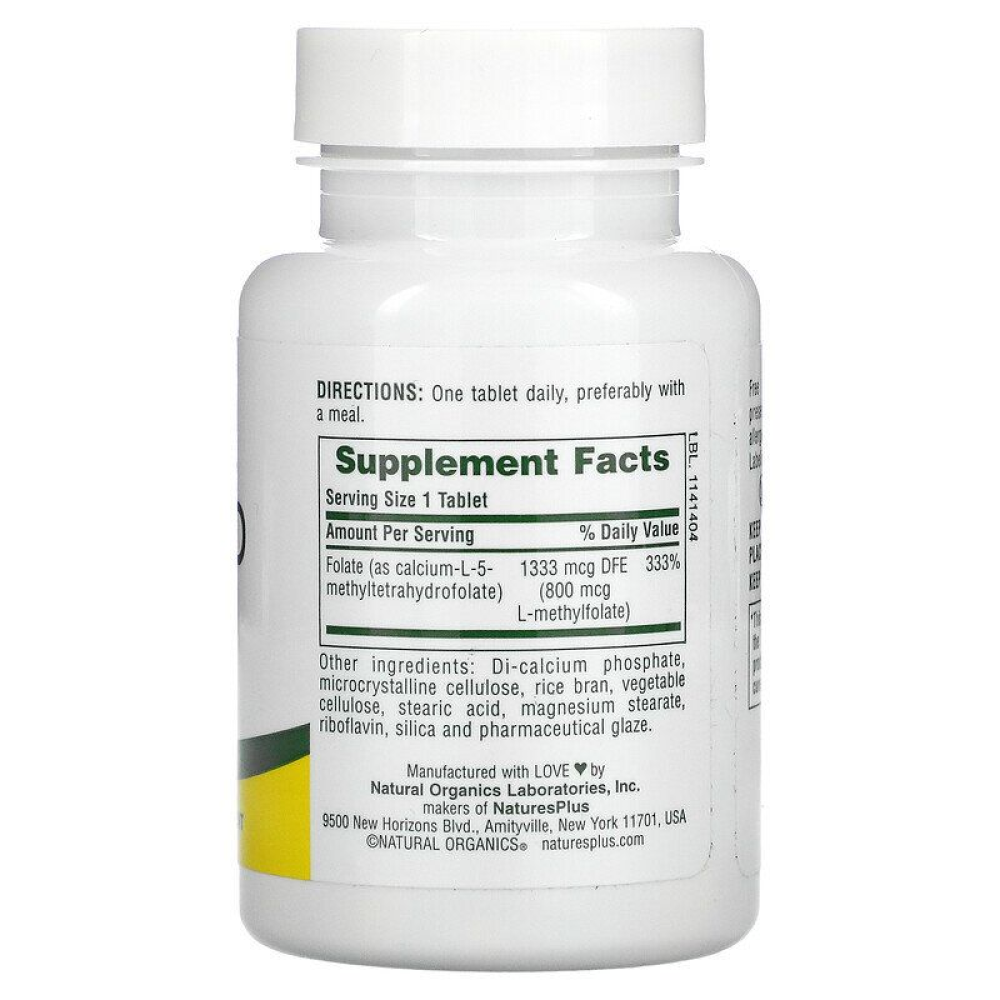 Nature's Plus Folic Acid as Methylfolate 800 mcg