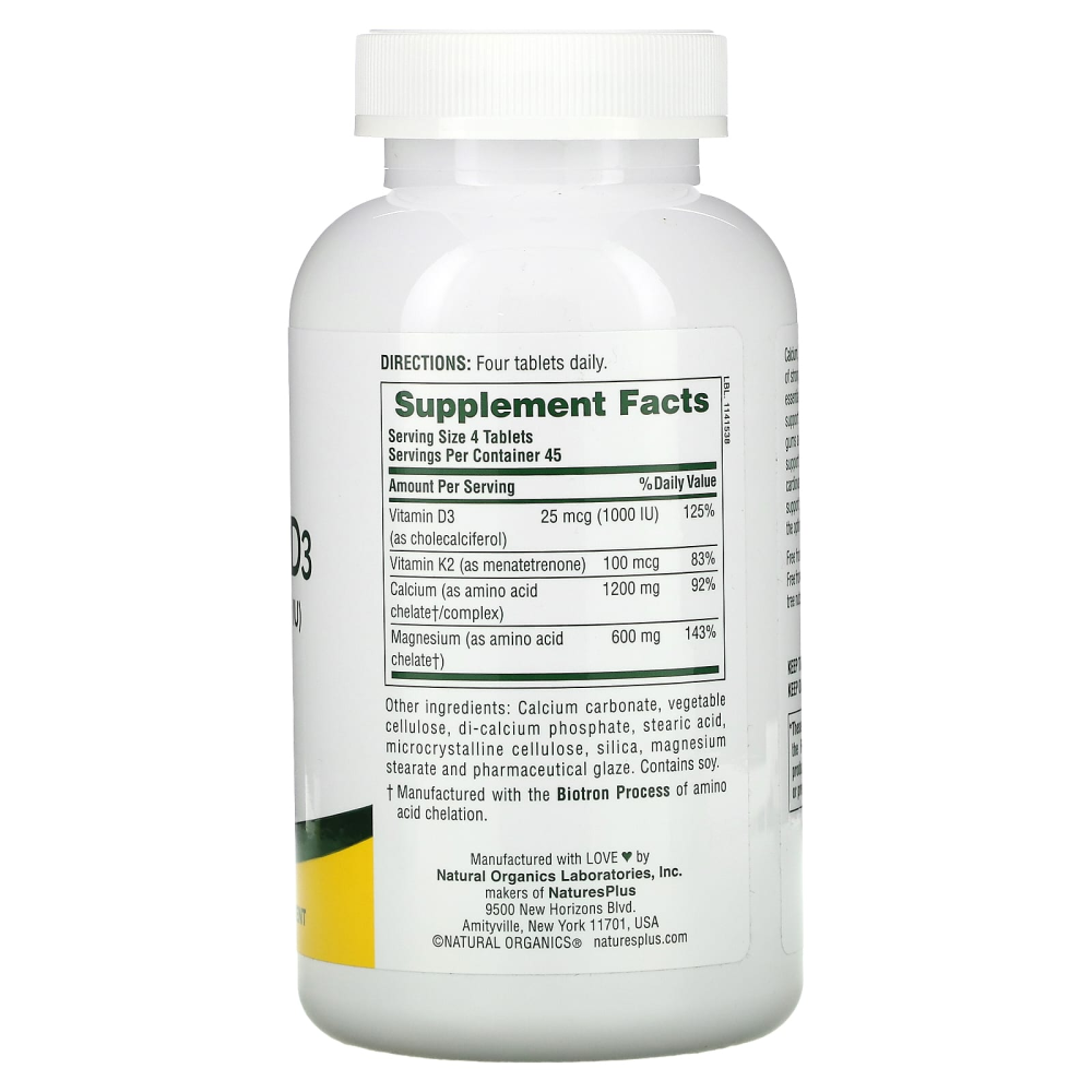 Natures Plus Cal/Mag/Vit D3 with Vitamin K2