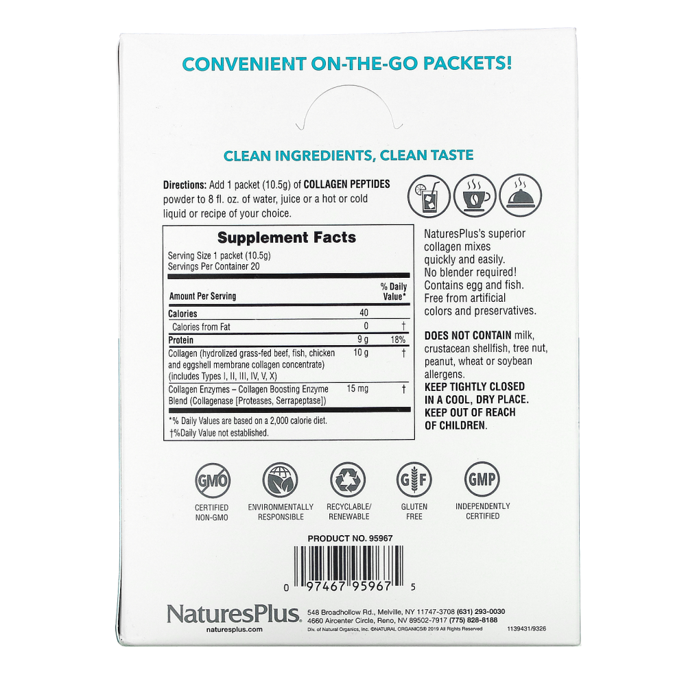 Nature's Plus Collagen Peptides 20 Stick Packets