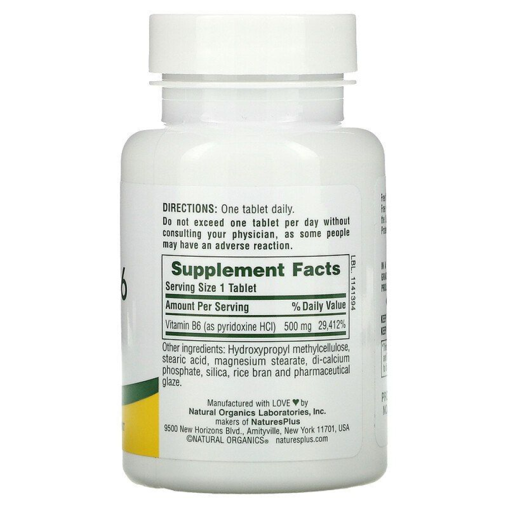 Nature's Plus Vitamin B6 500 mg