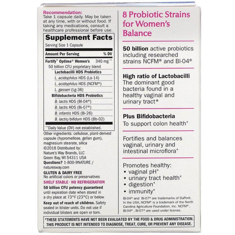 Natures Way Primadophilus Optima Womens 50 Billion