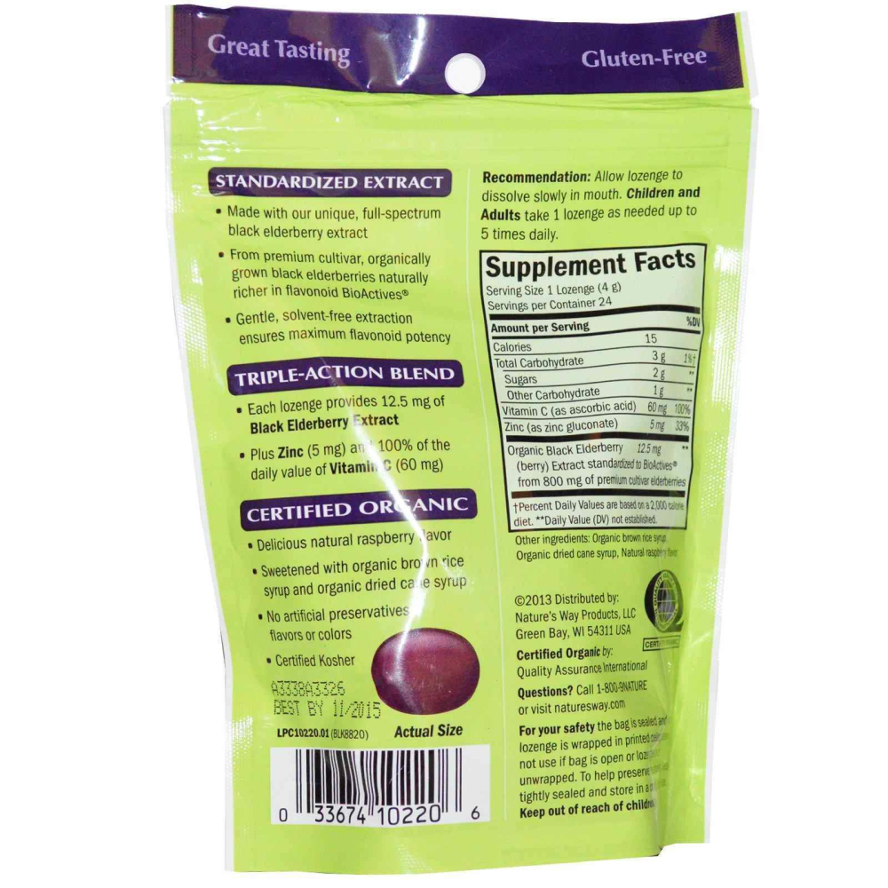 Natures Way Sambucus Organic Zinc Lozenges