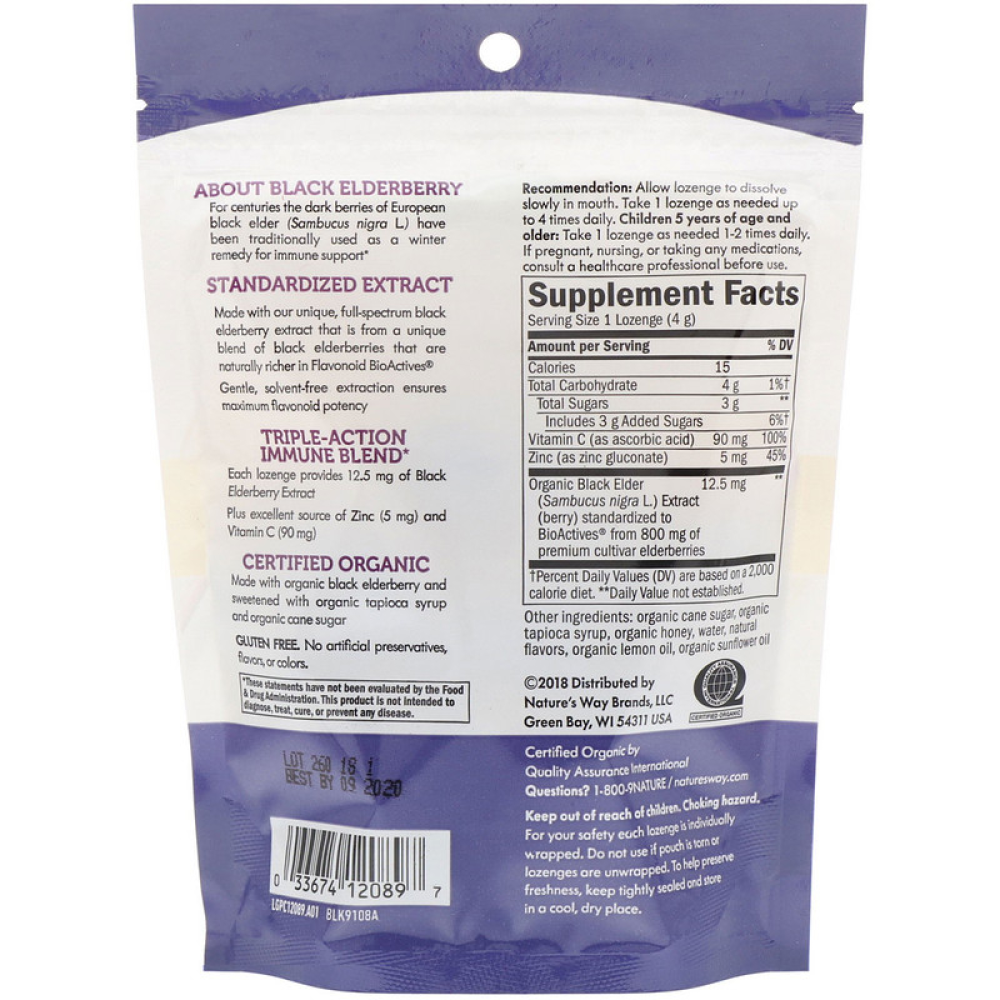 Natures Way Sambucus Organic Zinc Lozenges