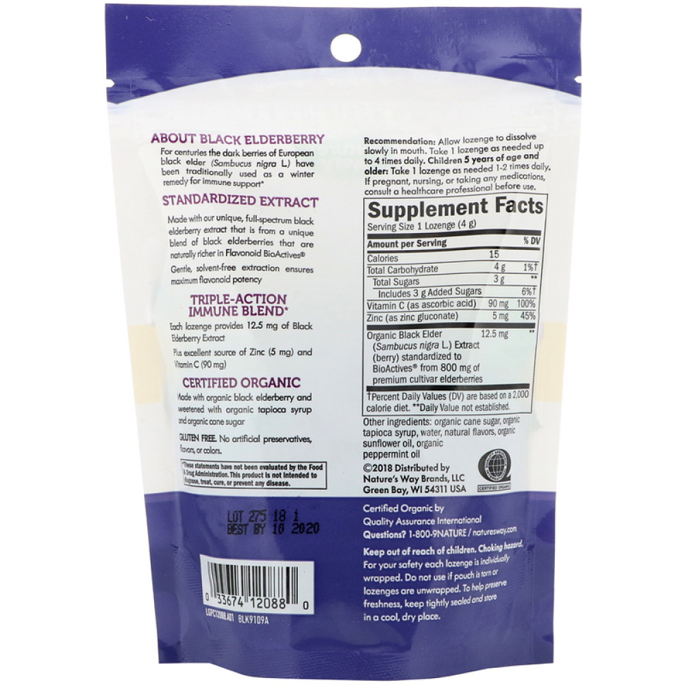 Natures Way Sambucus Organic Zinc Lozenges