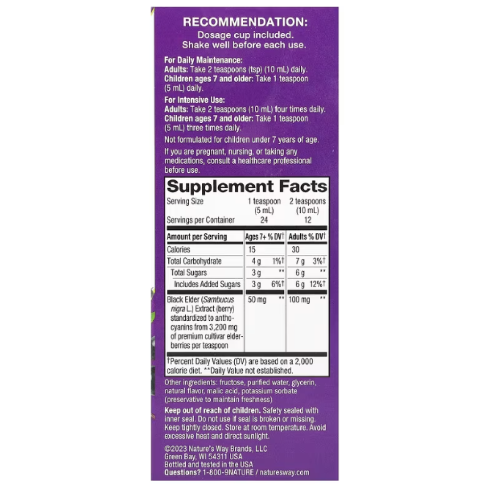 Natures Way Original Sambucus BioCertified Elderberry Natural Sy