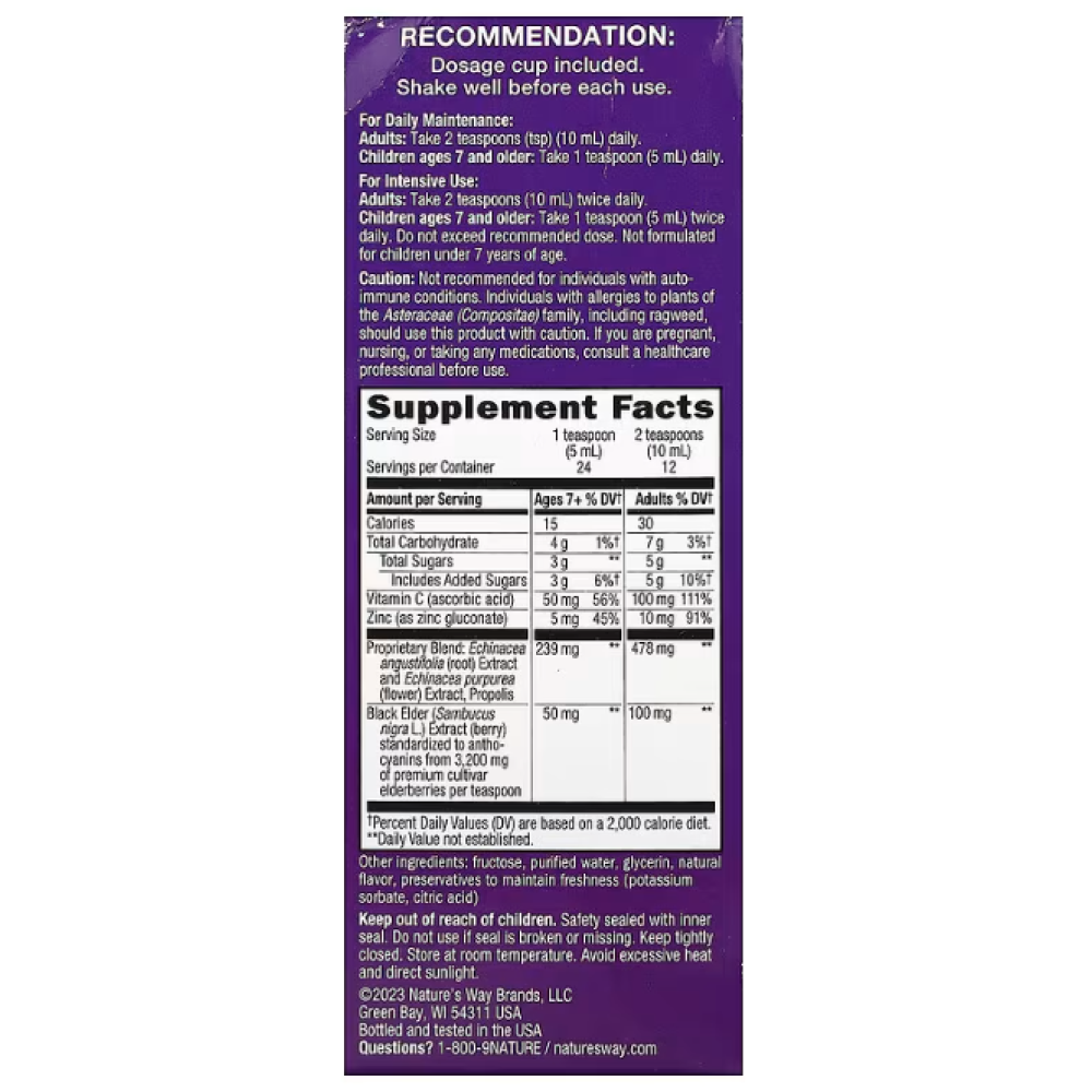 Natures Way Sambucus Immune Echinacea Zinc Propolis & Vitami