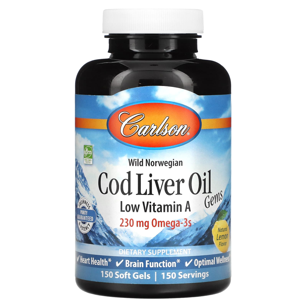 Carlson Wild Norwegian Cod Liver Oil Gems Low Vitamin