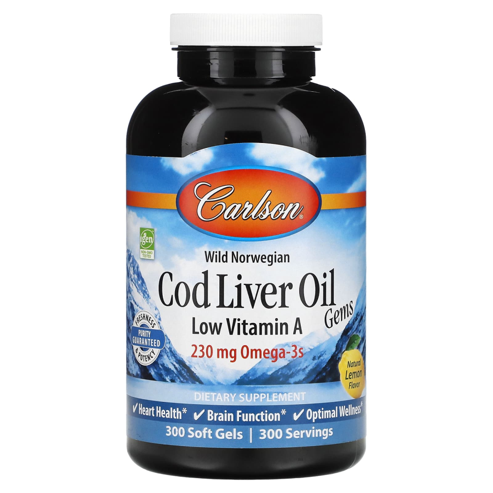 Carlson Wild Norwegian Cod Liver Oil Gems Low Vitamin