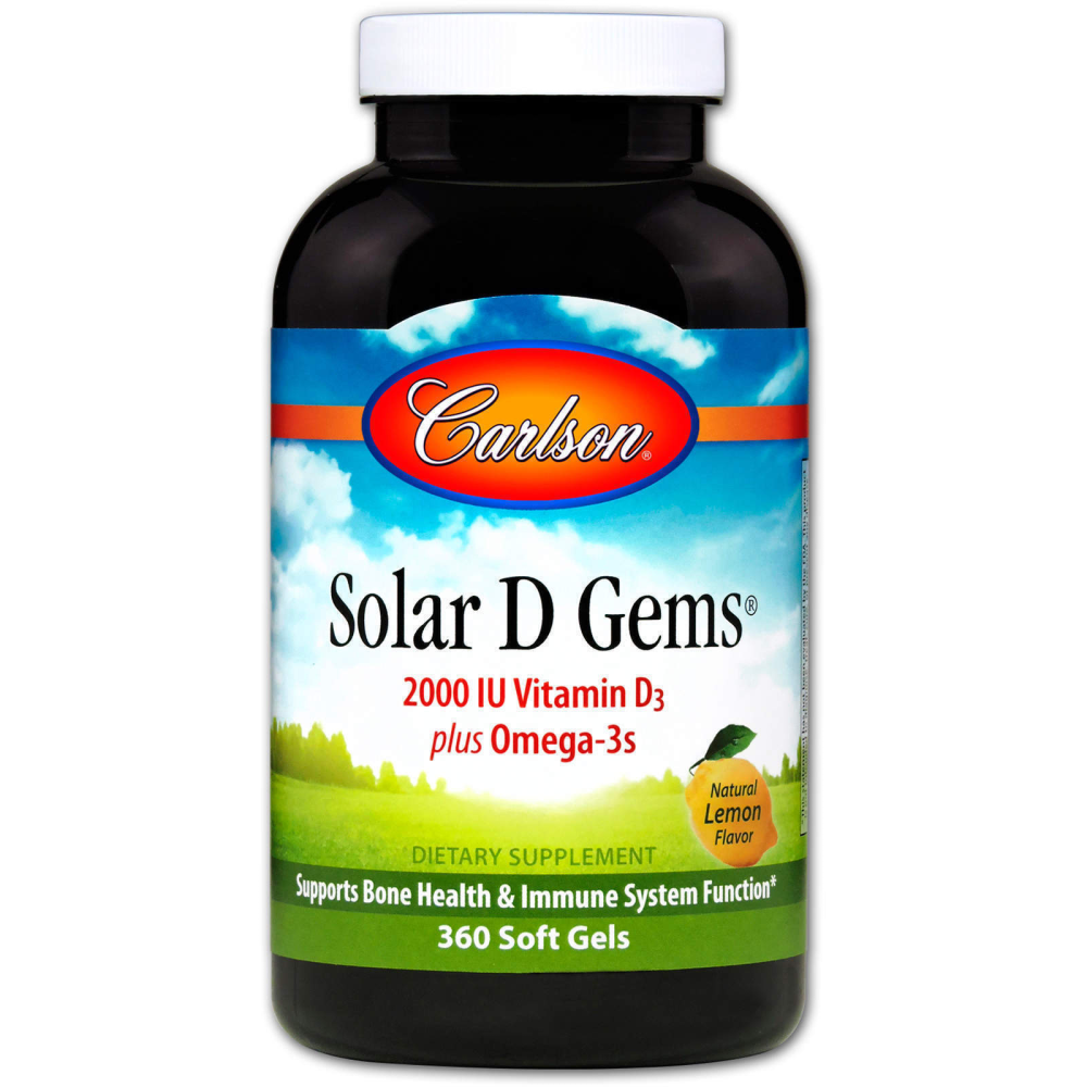 Carlson Labs Solar D Gems Natural Lemon Flavor 2000 IU