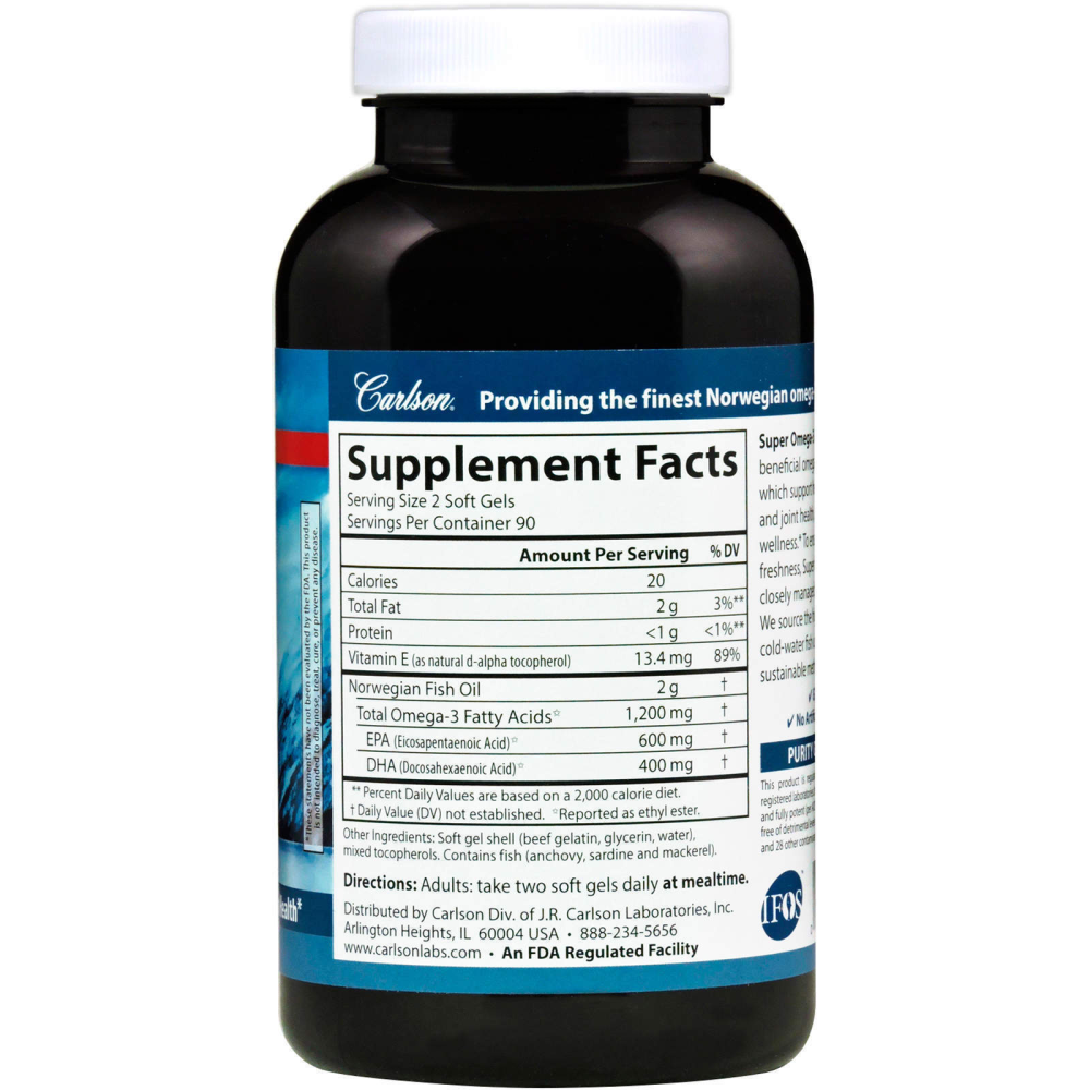 Carlson Wild Caught Super Omega3 Gems 600 mg