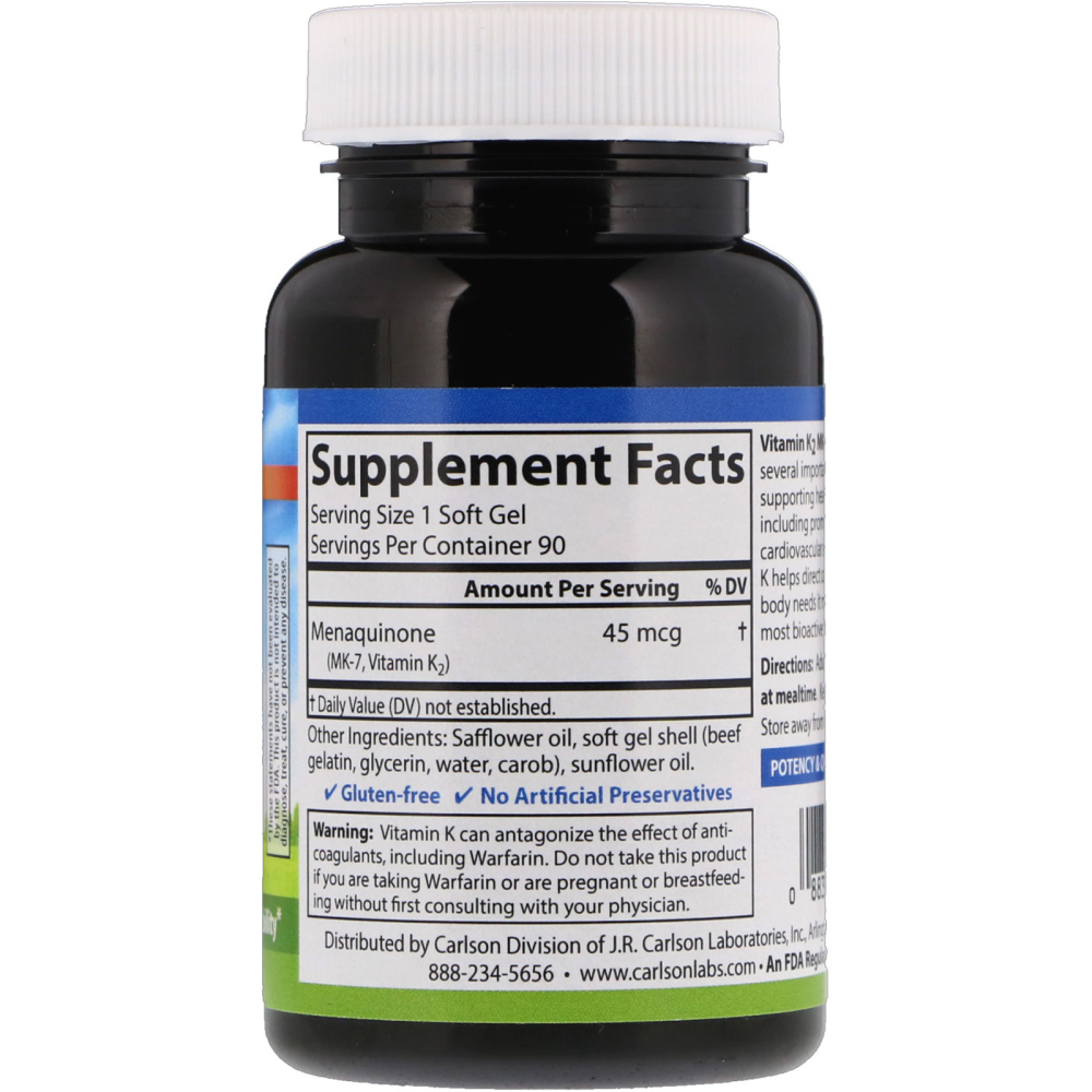 Carlson Labs Vitamin K2 MK7 45 mcg