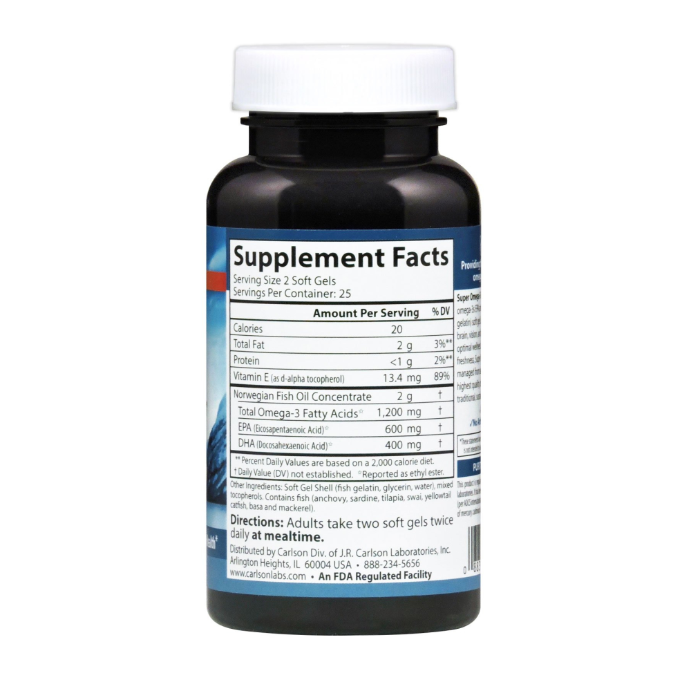 Carlson Labs Norwegian Super Omega3 Gems Fish Gel 1200 mg
