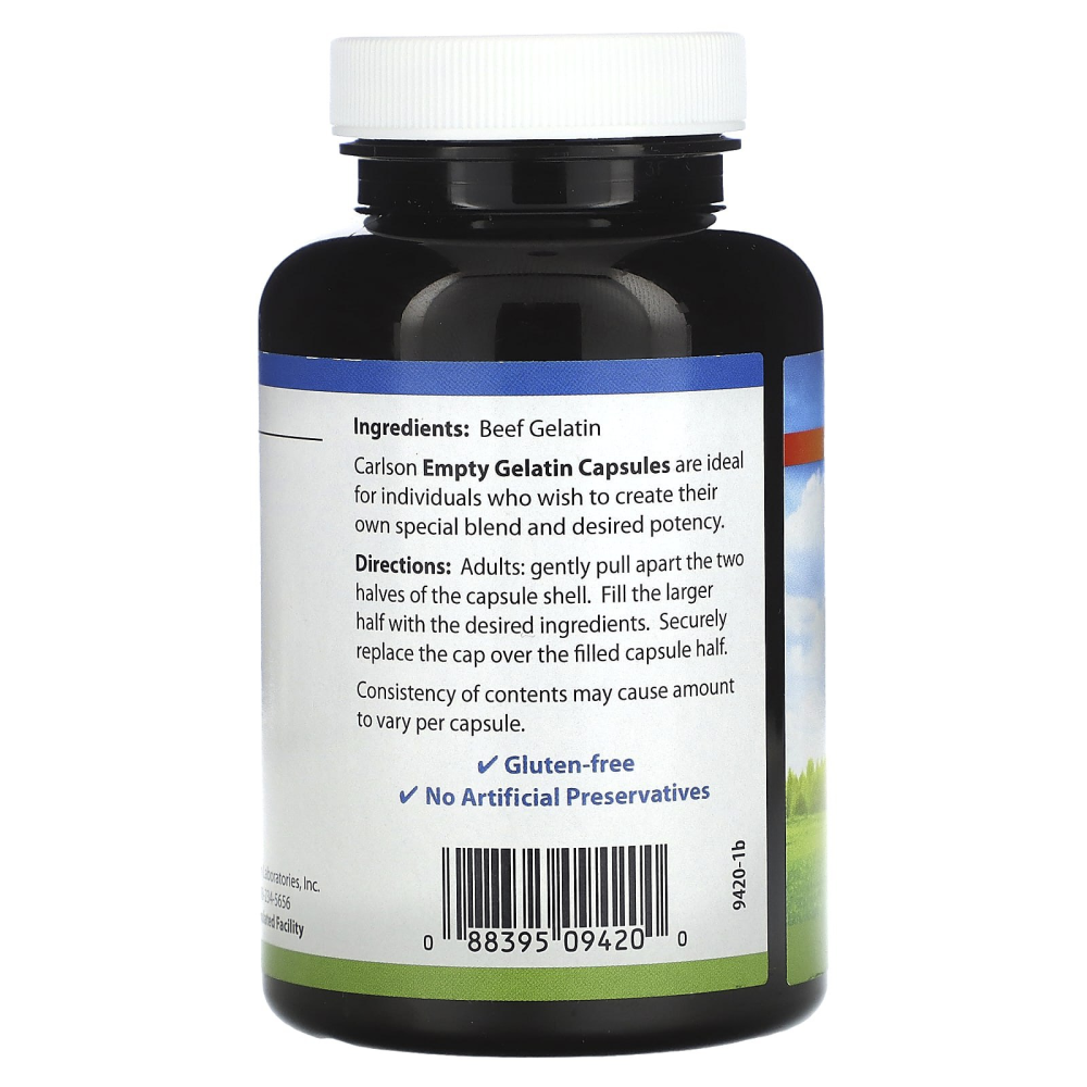 Carlson Labs Empty Gelatin Capsule Medium #0