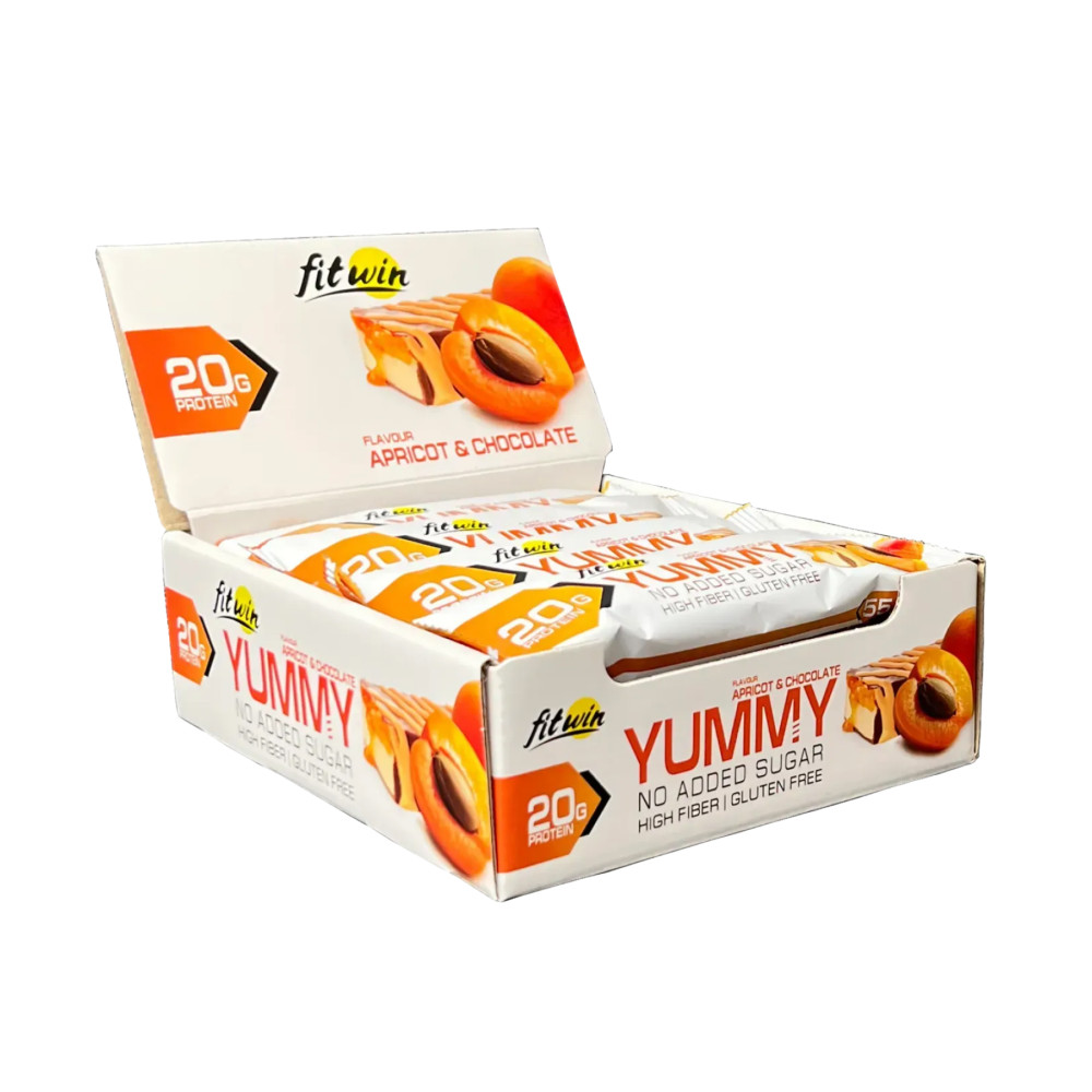 FitWin YummY 12х55 грамм 12 батончиков по 50 грамм, Apricot (абрикос)
