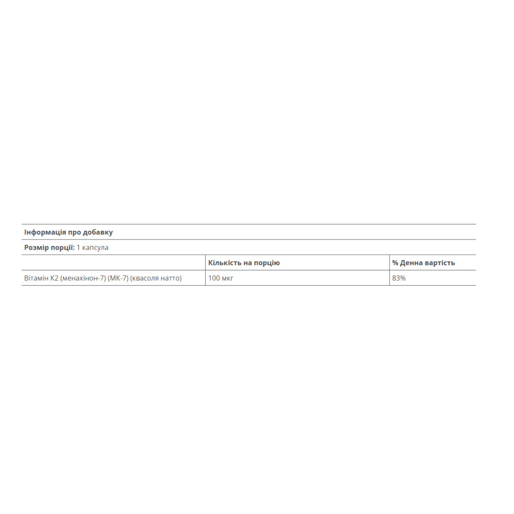 Natural Factors Vitamin K2 100mcg 60 капсул