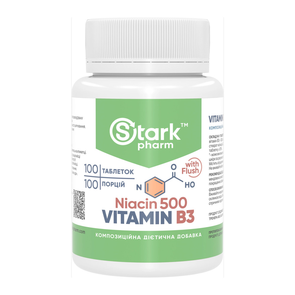 Stark Pharm Niacin 500 Vitamin B3 with Flush 100 таблеток