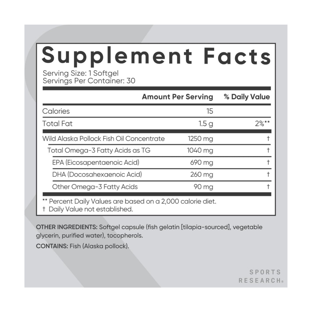 Sport Research Alaskan Omega-3 Fish Oil 1250mg