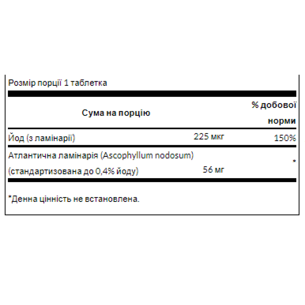 Swanson Kelp Iodine Source 225 mcg 250 таблеток