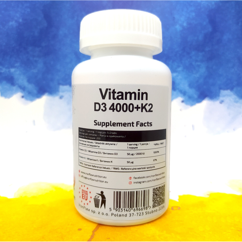 IronFlex Vitamin D3 4000+K2 100 таблеток