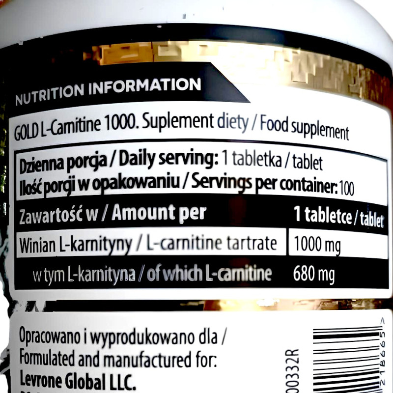 Kevin Levrone Gold L-Carnitine 1000 mg 100 таблеток
